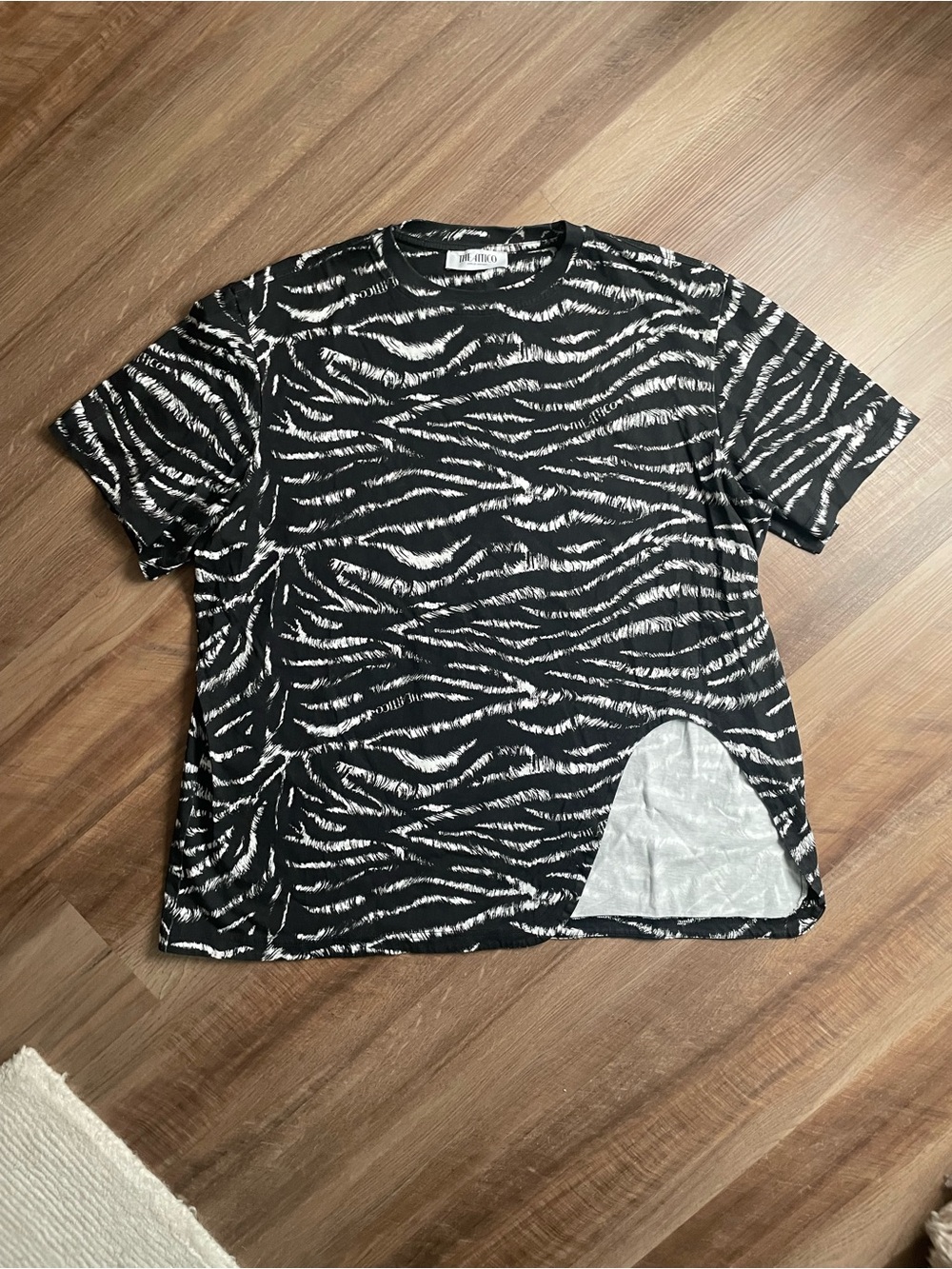 The Attico Black & White Brushstroke Print Top